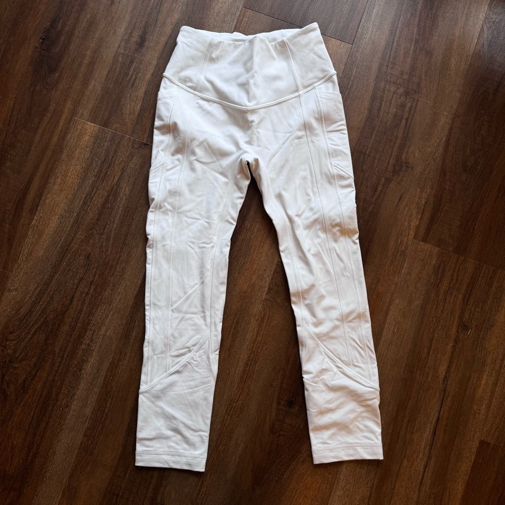 Lululemon White All The Right Places Crop Leggings 23" Yoga Athletic Classic - Picture 2 of 9